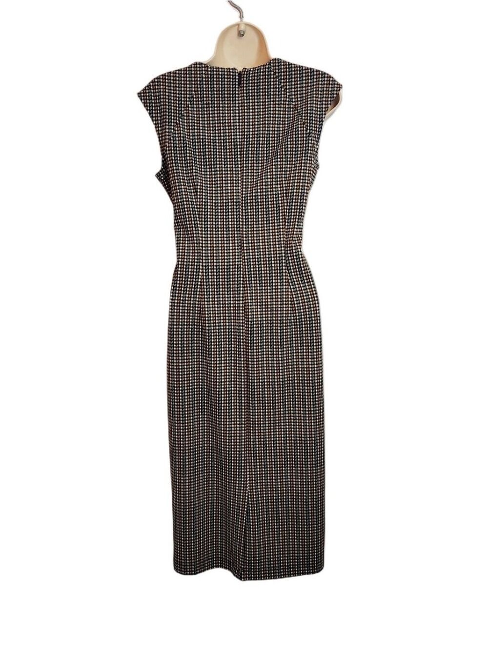 New York & Company Black Plaid Sheath Dress Midi Small - Picture 4 of 10